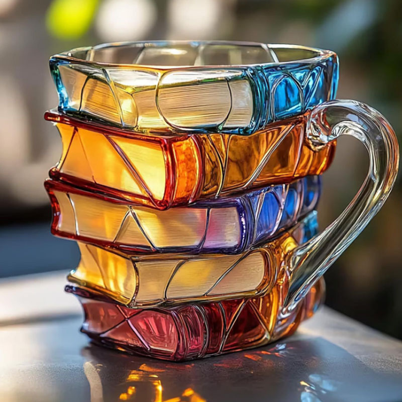 Coffee Tea Library - Boek Koffiemok Cappuccino kleurrijke 3D Bibliotheek